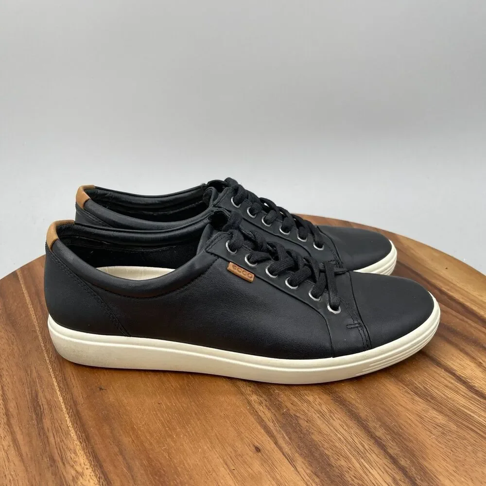 Ecco Soft 7 Shoes Women 9 / 40 Black Leather Casual Comfort Walking Sneakers